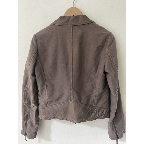 JOIE Womens Supple Lamb Leather Brown Moto Style Jacket Size Large Zip Biker - Picture 6 of 14